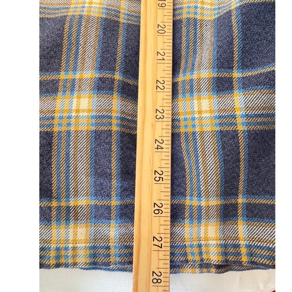 Patagonia Men's Organic Cotton Plaid Flannel Shirt XL Blue Yellow Workwear - Picture 7 of 13